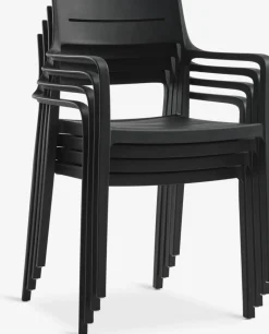 KUMLA + INGSTRUPMesa KUMLA L200 gris + 4 sillas INGSTRUP negro