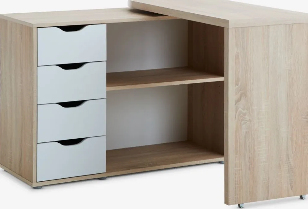LANGAGEREscritorio LANGAGER 41-107x107-165 color roble claro/blanco