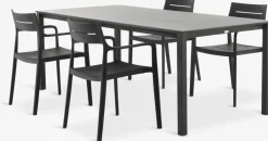 LANGET + INGSTRUPMesa LANGET L207 + 4 sillas INGSTRUP negro