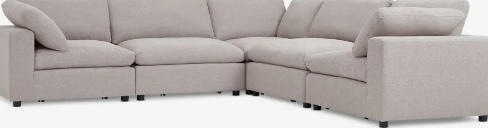 LYBYSofá modular LYBY 5 plazas rinconero tela arena