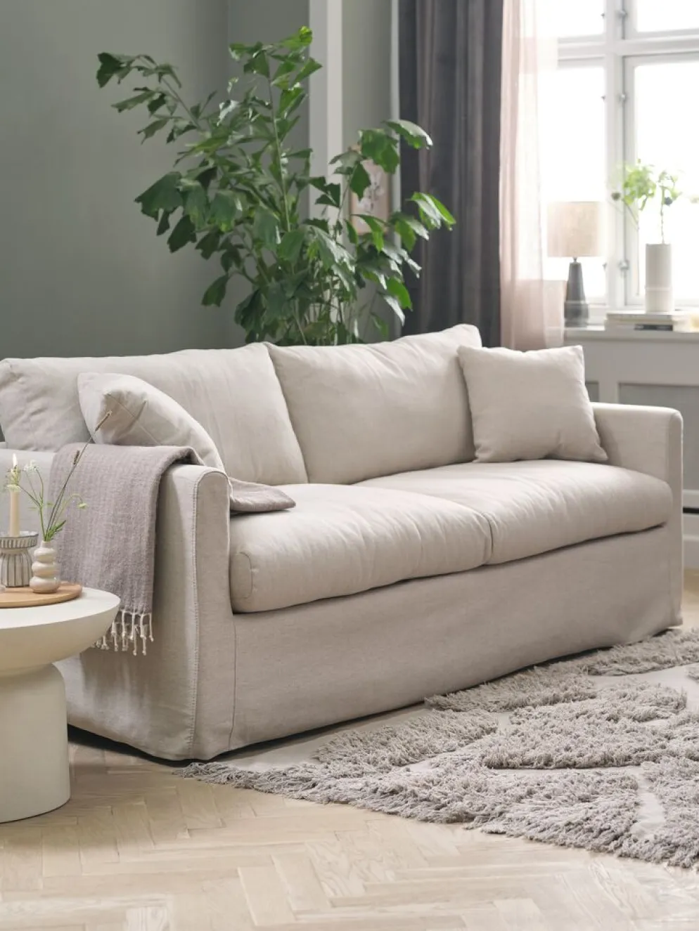 LYNGAASofá LYNGAA 3 plazas funda extraíble tela beis