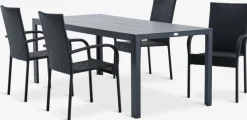 MADERUP + GUDHJEMMesa MADERUP L205 + 4 sillas GUDHJEM negro