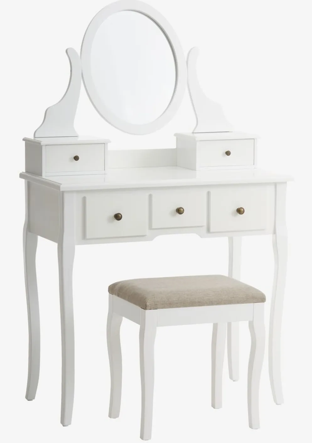 MALLINGTocador + taburete MALLING con espejo blanco/beis