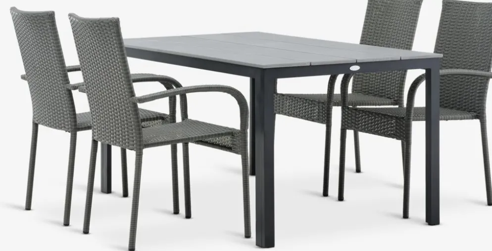 MARIELYST + GUDHJEMMesa MARIELYST L150 + 4 sillas GUDHJEM gris