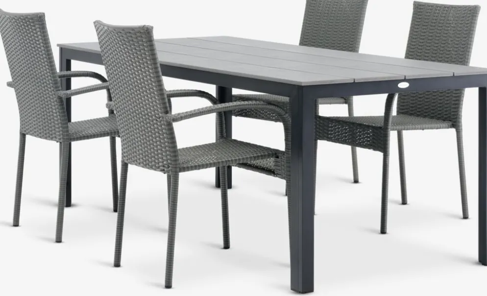 MARIELYST + GUDHJEMMesa MARIELYST L205 + 4 sillas GUDHJEM gris