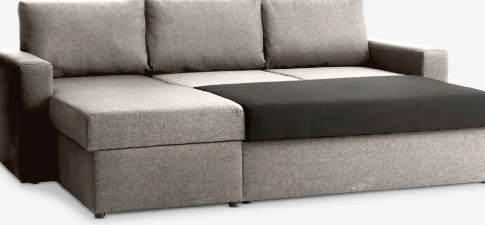 MARSLEVSofá cama con chaise longue MARSLEV tela gris claro