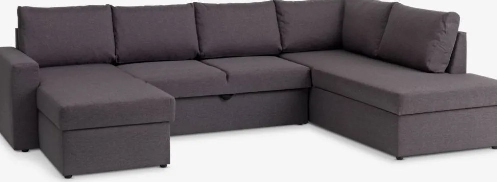 MARSLEVSofá cama rinconera MARSLEV tela gris oscuro