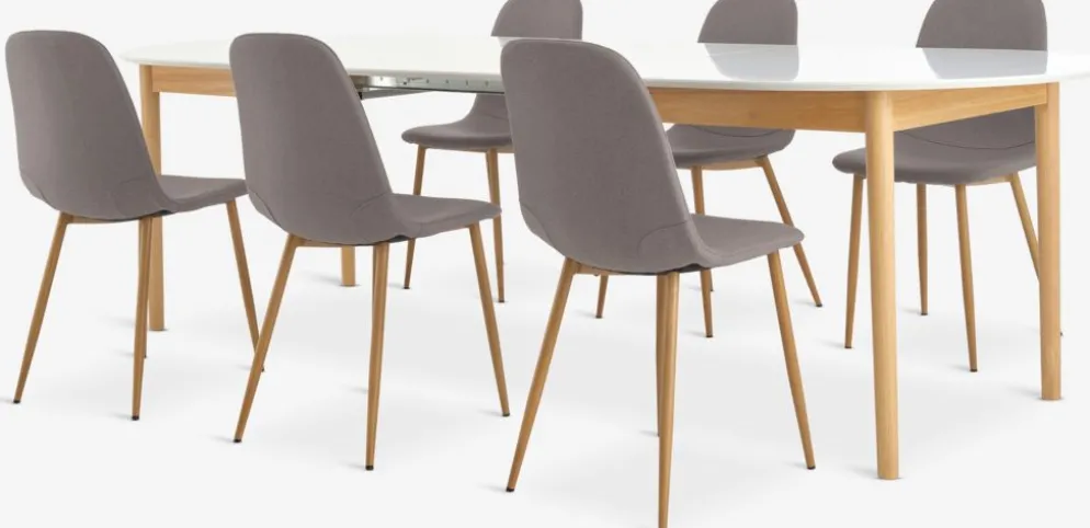 MARSTRAND + JONSTRUPMesa MARSTRAND L200/280 blanco + 4 JONSTRUP gris