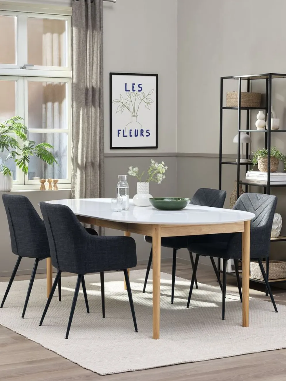 MARSTRANDMesa de comedor MARSTRAND 100x200/280 blanco/natural