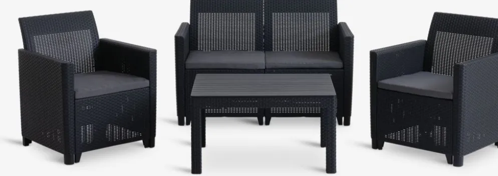 MOLDEConjunto muebles jardín MOLDE 4 plazas gris