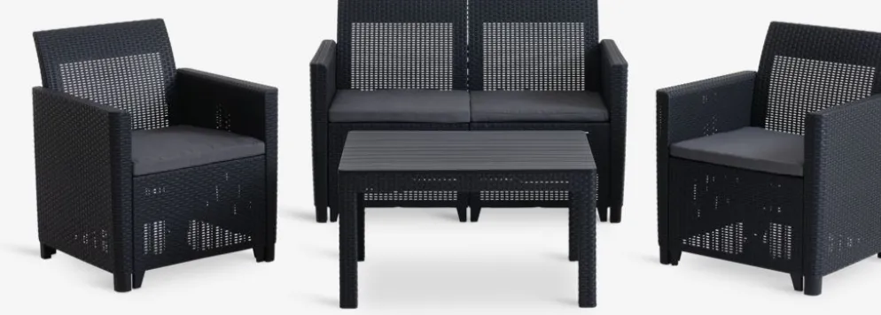 MOLDEConjunto muebles jardín MOLDE 4 plazas gris