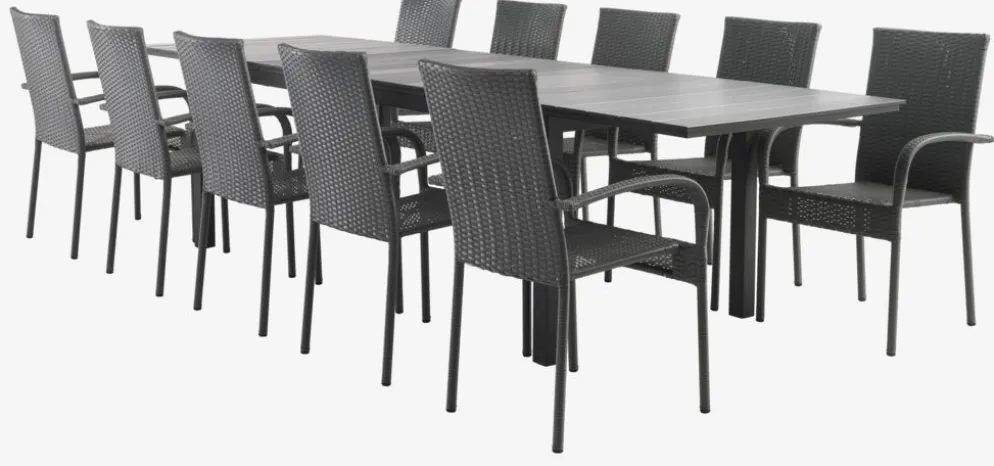MOSS + GUDHJEMMesa MOSS L214/315 + 4 sillas GUDHJEM gris