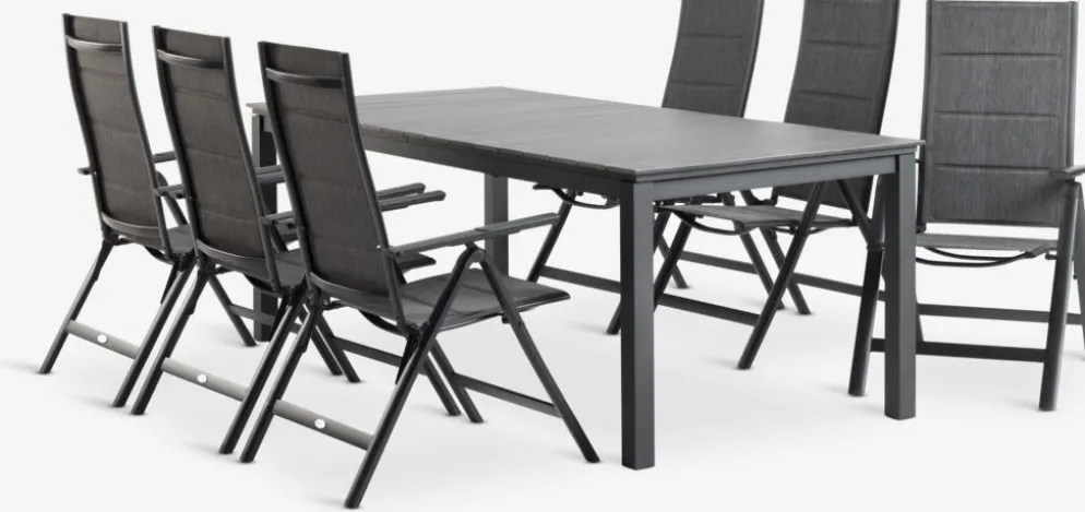 MOSS + MYSENMesa MOSS L214/315 + 4 sillas MYSEN gris