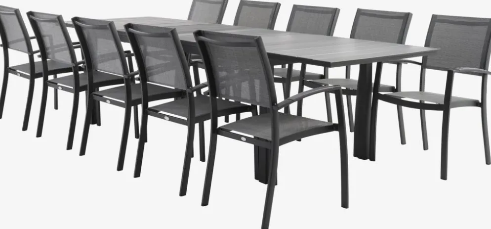 MOSS + STRANDBYMesa MOSS L214/315 + 4 sillas STRANDBY gris