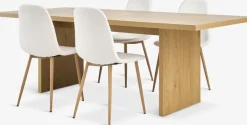 MUNKEBY + JONSTRUPMesa MUNKEBY L220 roble cálido + 4 sillas JONSTRUP blanco