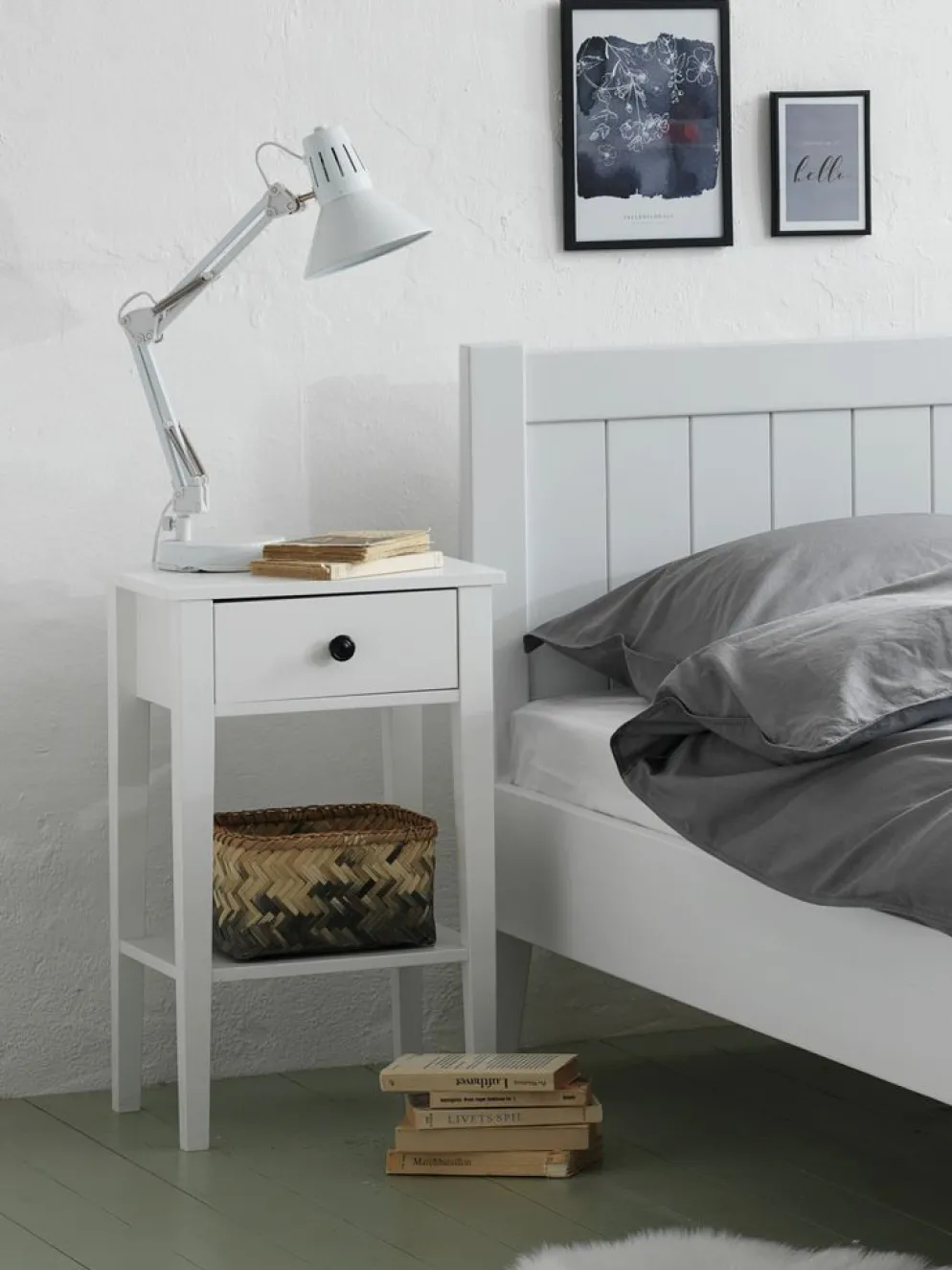 NORDBYMesita de noche NORDBY 1 cajón 1 estante blanco