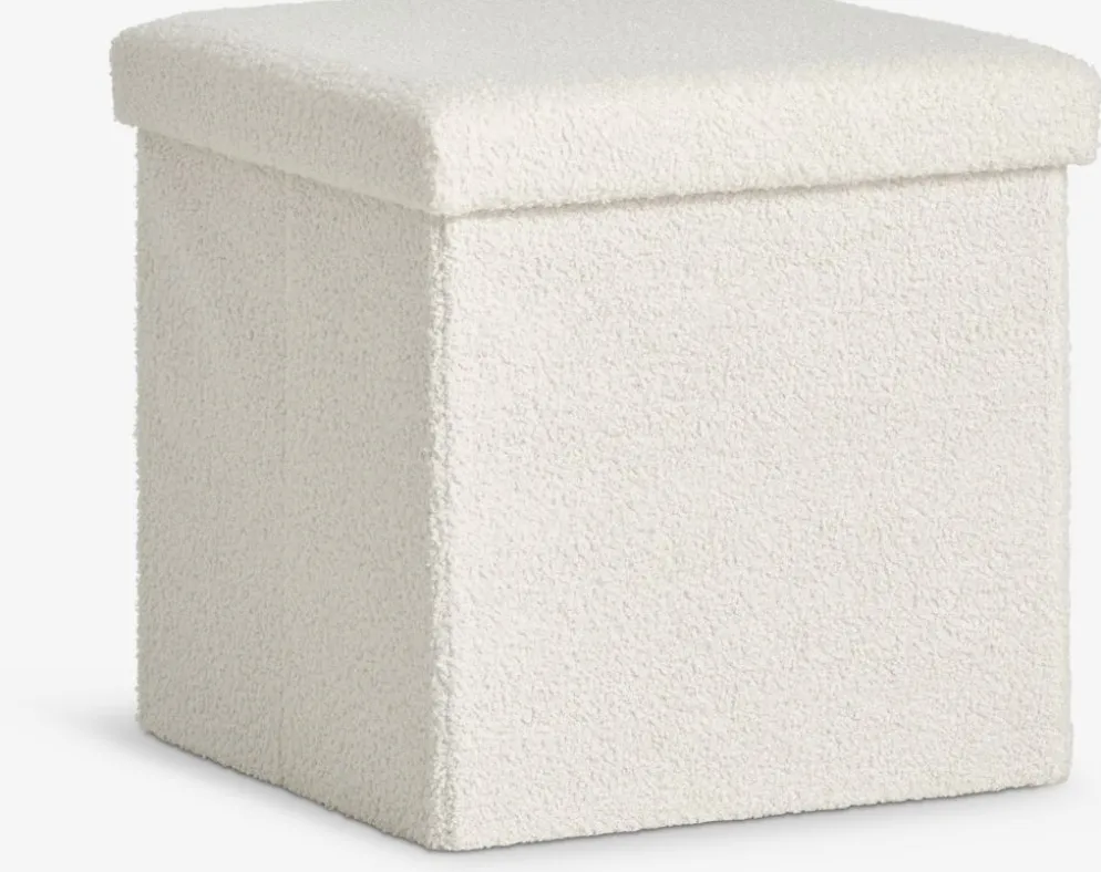 NYSTEDPuf NYSTED 38x38 con almacenaje felpa blanco crudo