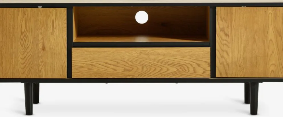 ODENSEMueble TV ODENSE 2 puertas 1 cajón color roble cálido/negro