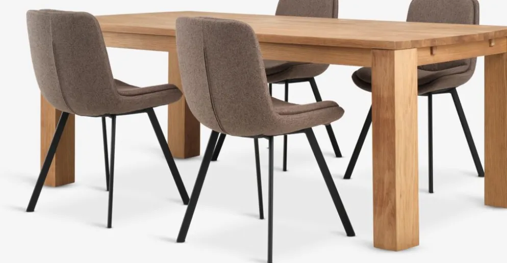 OLDE + MELBYMesa OLDE L200 roble + 4 sillas MELBY marrón claro/negro