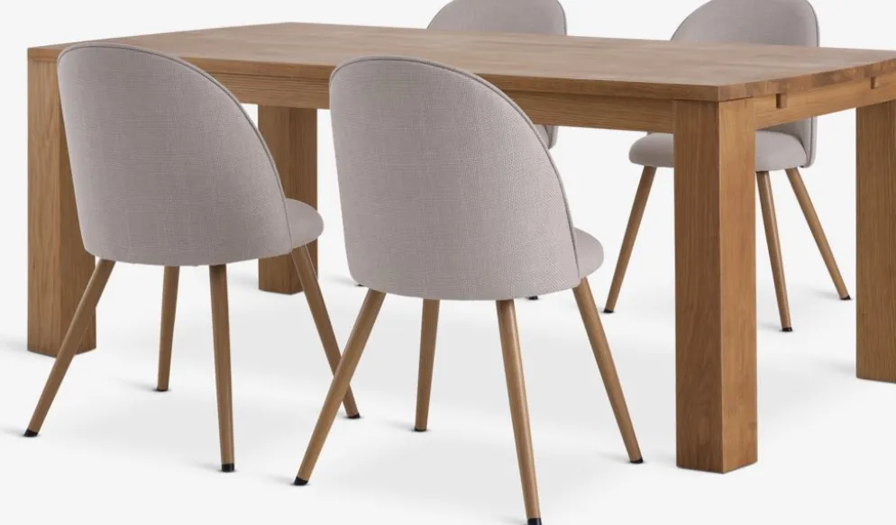 OLDE + THORUPMesa OLDE L200 roble natural + 4 sillas THORUP beis/roble