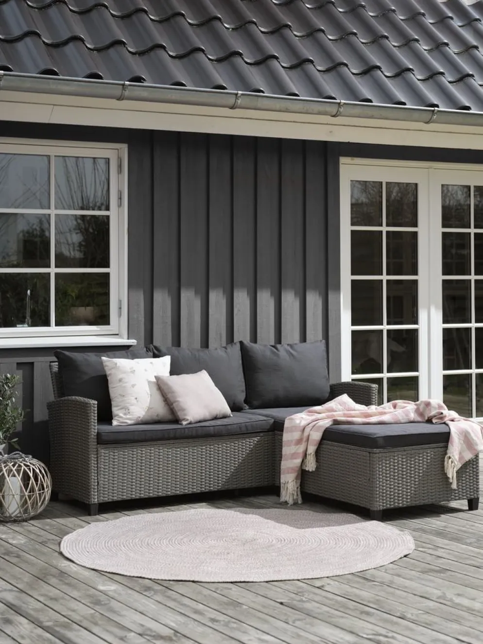 ONDRUPSofá de exterior con chaise longue ONDRUP 3 plazas gris