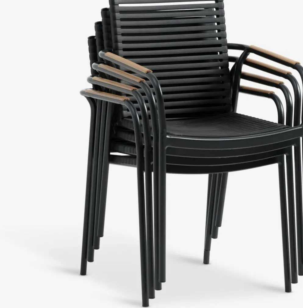 RANGSTRUP + NABEMesa RANGSTRUP Ø130 natural/negro + 4 sillas NABE negro