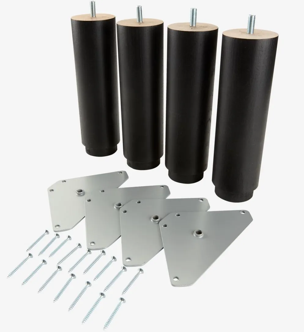 RAUDSUNDAPatas de cama Ø6xA20cm RAUDSUNDA haya negro 4 unidades