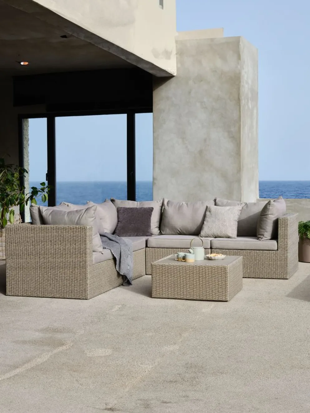 RAVNDRUPConjunto muebles jardín RAVNDRUP 5 plazas natural