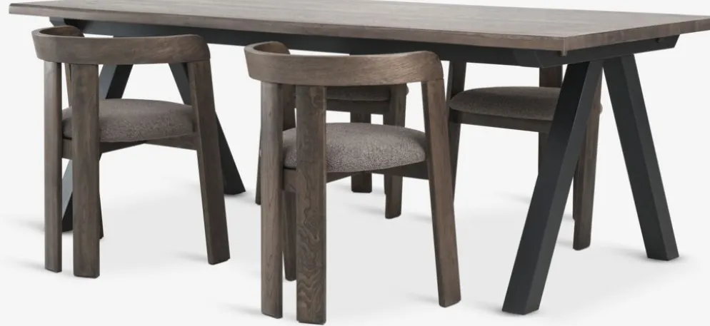 SANDBY + BOVRUPMesa SANDBY L210 roble oscuro + 4 BOVRUP roble oscuro/marrón