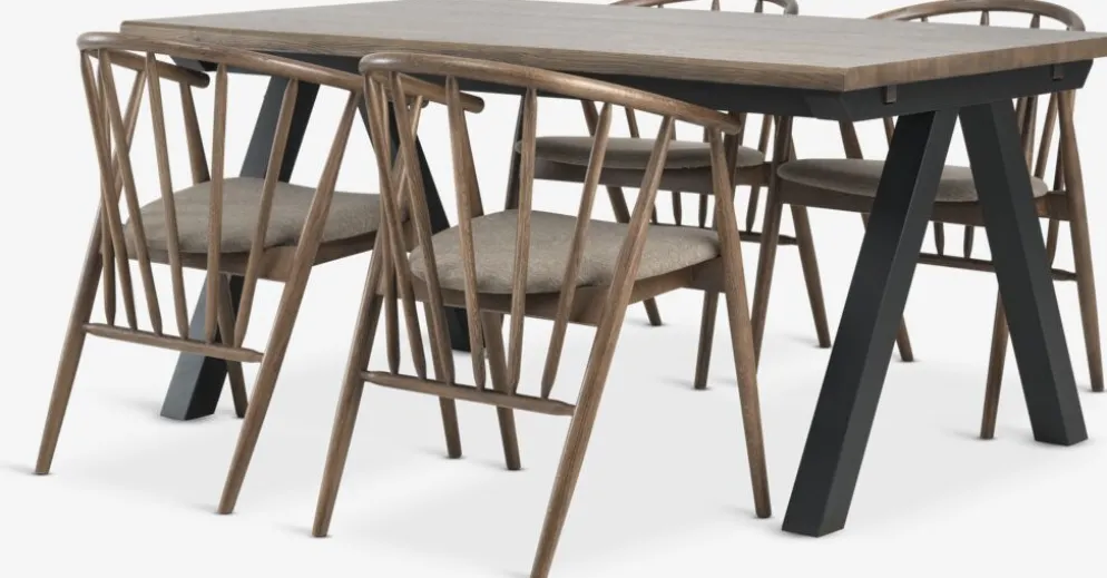 SANDBY + LYKSBORGMesa SANDBY L160 roble oscuro + 4 LYKSBORG roble oscuro