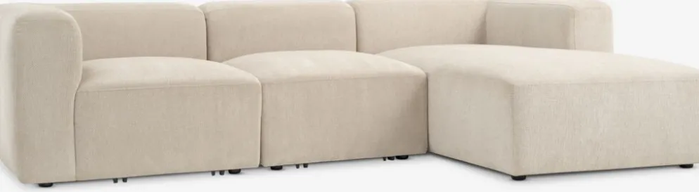 SKEJBYSofá modular SKEJBY 3 plazas chaise longue tela beis