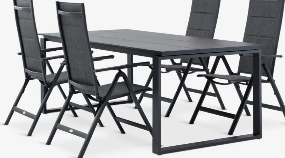 SONNERUP + MYSENMesa SONNERUP L215 + 4 sillas MYSEN gris