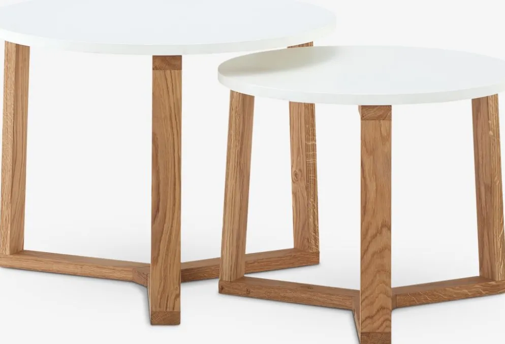 SVENSTRUPMesas nido SVENSTRUP Ø60/50 blanco/roble natural juego de 2