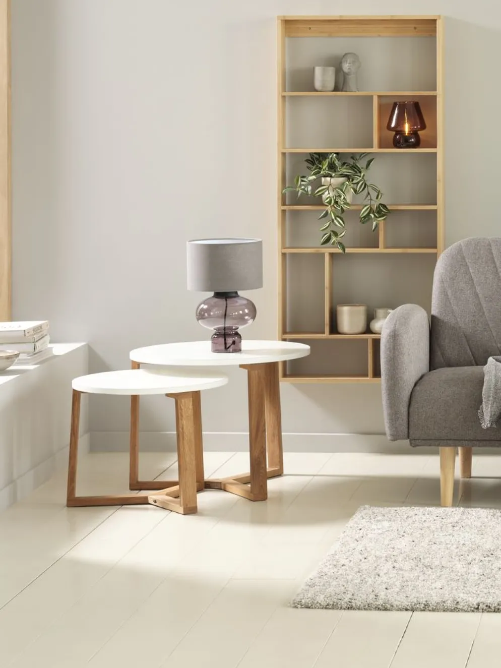 SVENSTRUPMesas nido SVENSTRUP Ø60/50 blanco/roble natural juego de 2