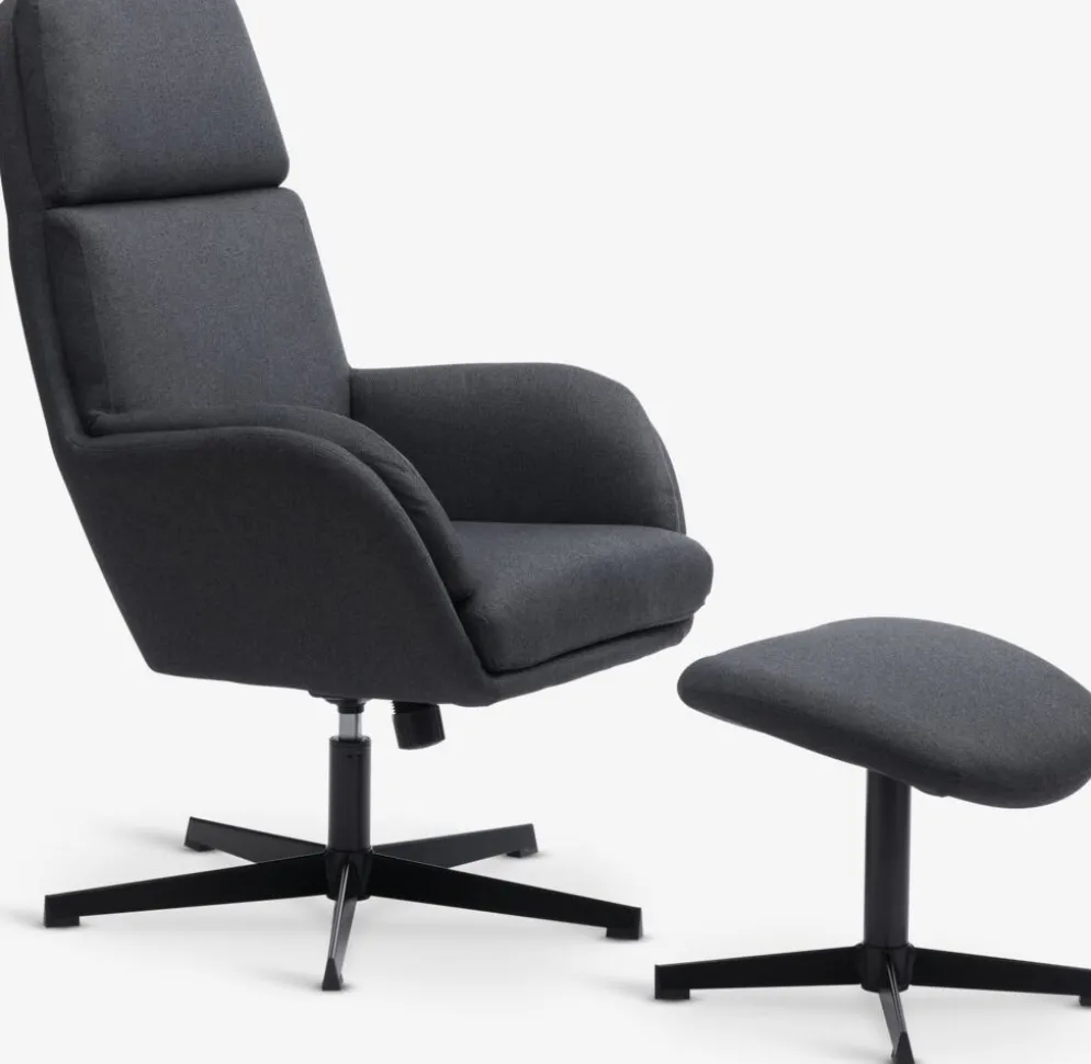 TANKEDALSillón reclinable con reposapiés TANKEDAL tela gris oscuro