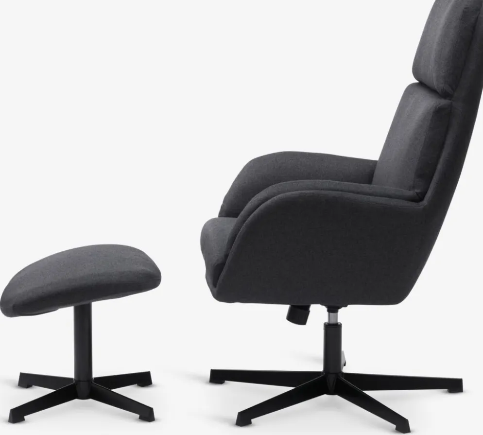 TANKEDALSillón reclinable con reposapiés TANKEDAL tela gris oscuro