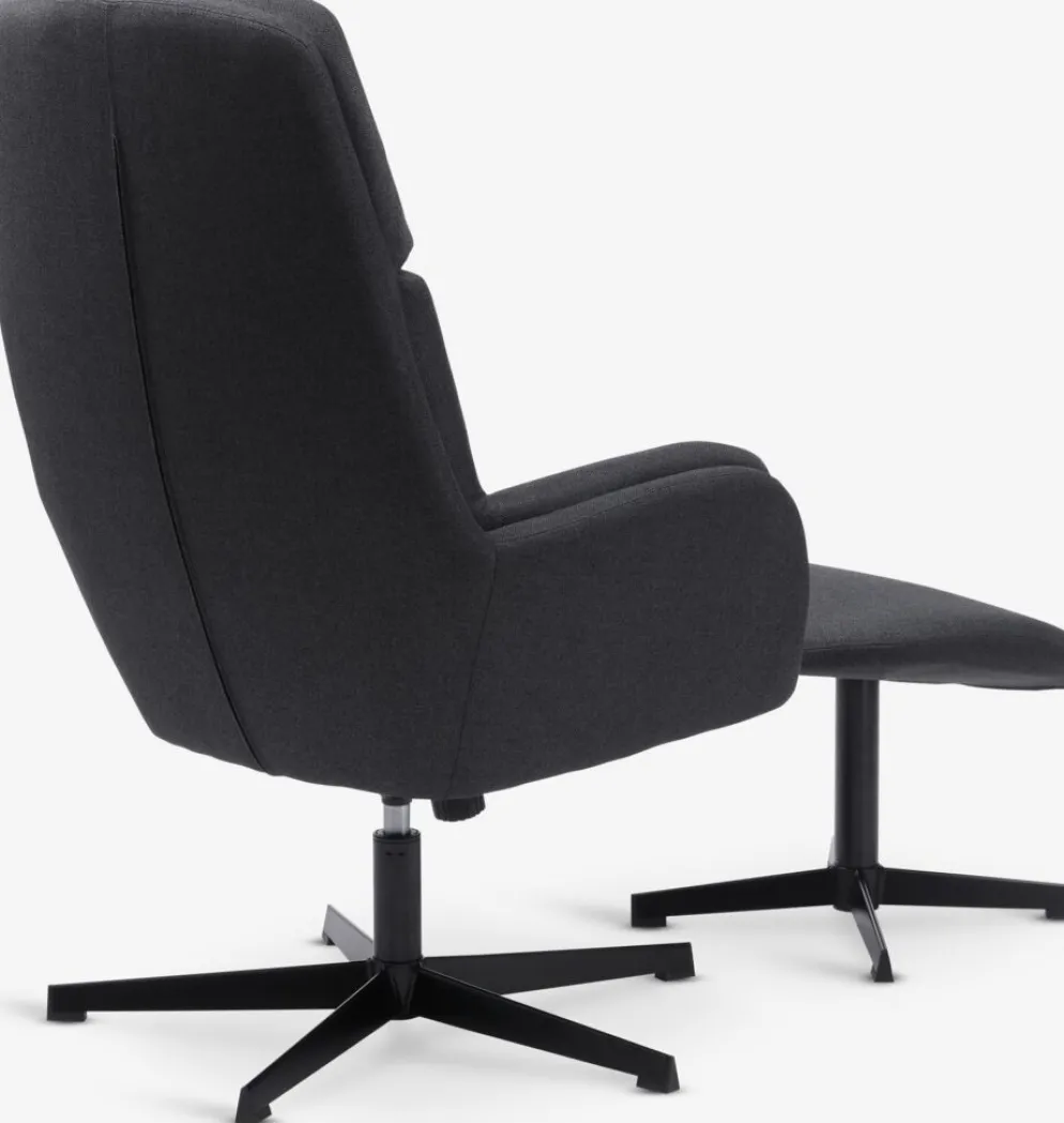 TANKEDALSillón reclinable con reposapiés TANKEDAL tela gris oscuro