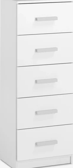 TAPDRUPCómoda TAPDRUP 5 cajones finos blanco
