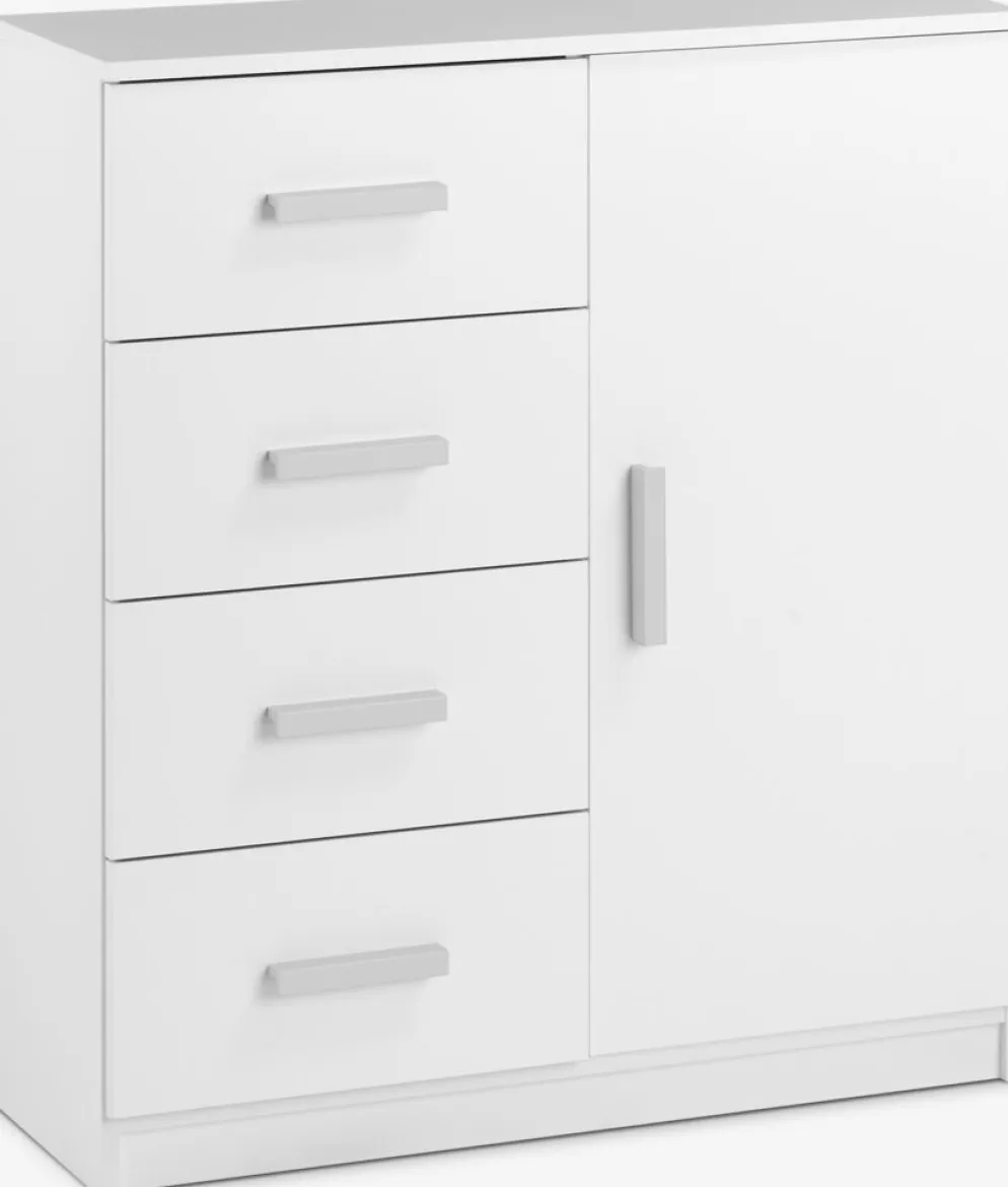 TAPDRUPCómoda TAPDRUP 4 cajones 1 puerta blanco