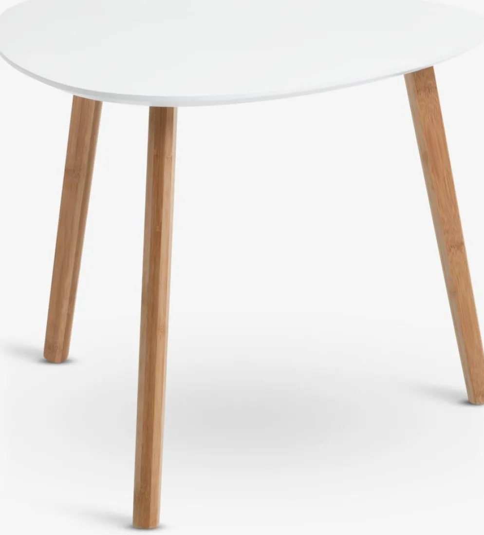 TAPSMesa auxiliar TAPS 55x55 blanco/bambú