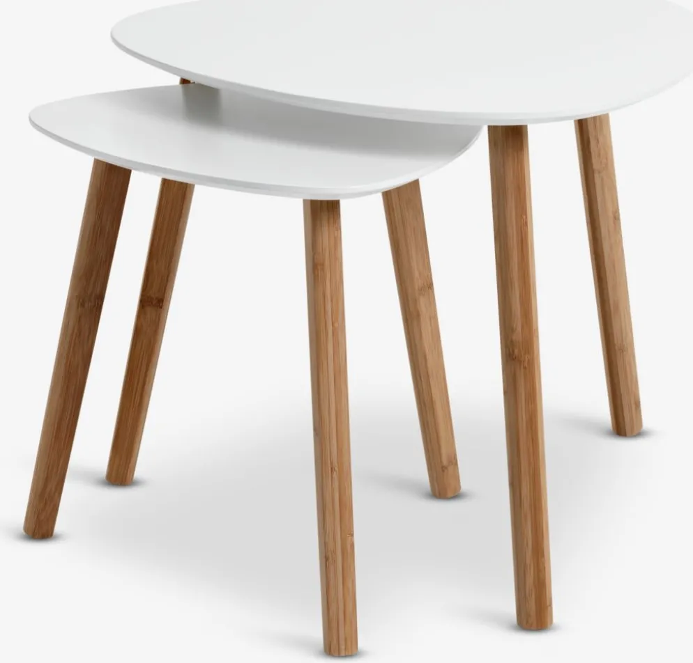 TAPSMesa auxiliar TAPS 40x40 blanco/bambú