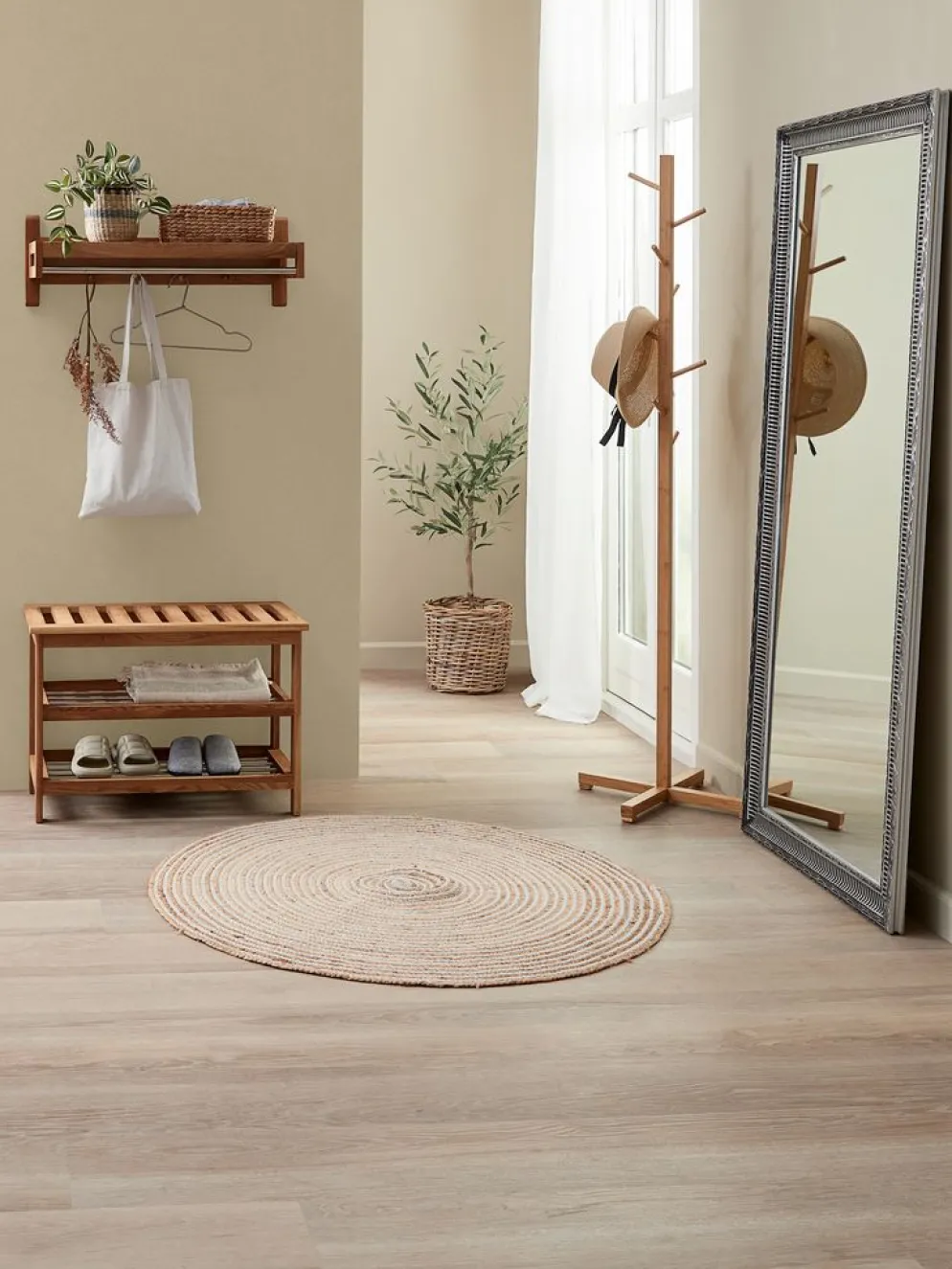 TOMMERUPBanco TOMMERUP con estantes roble natural