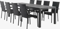 TYDAL + GUDHJEMMesa TYDAL L208/272 + 4 sillas GUDHJEM negro