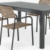 TYDAL + ORKANGERMesa TYDAL L208/272 negro + 4 sillas ORKANGER natural