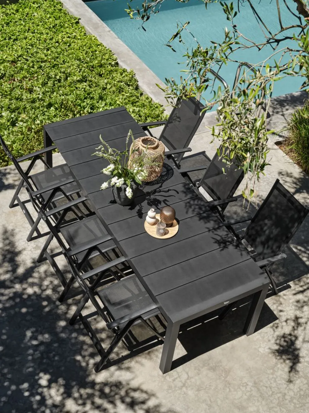 TYDALMesa de jardín TYDAL A95xL208/272 negro