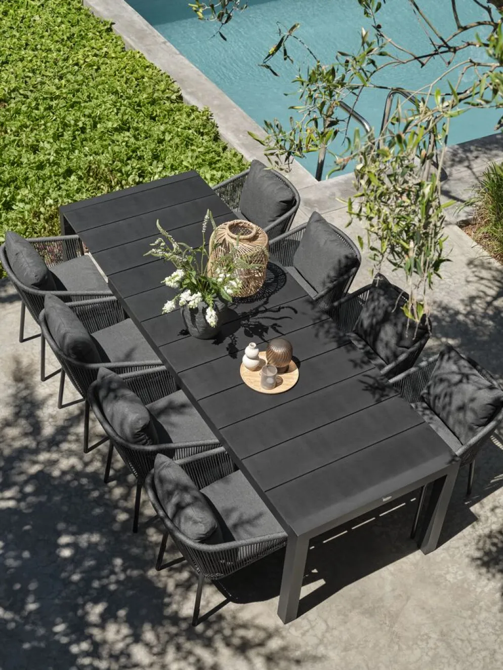 TYDALMesa de jardín TYDAL A95xL208/272 negro