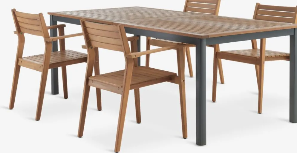 ULBJERG + HAMRAMesa ULBJERG L214/297 + 4 sillas HAMRA madera dura