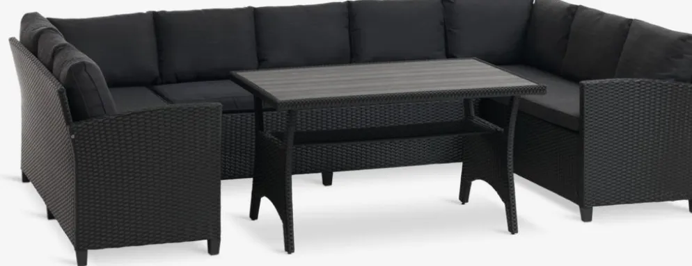 ULLEHUSEConjunto muebles jardín ULLEHUSE 9 plazas almacenaje negro