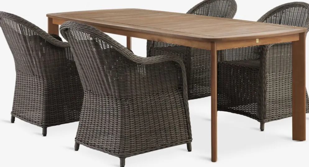 UVDAL + GAMMELBYMesa UVDAL L223 madera dura + 4 sillas GAMMELBY gris