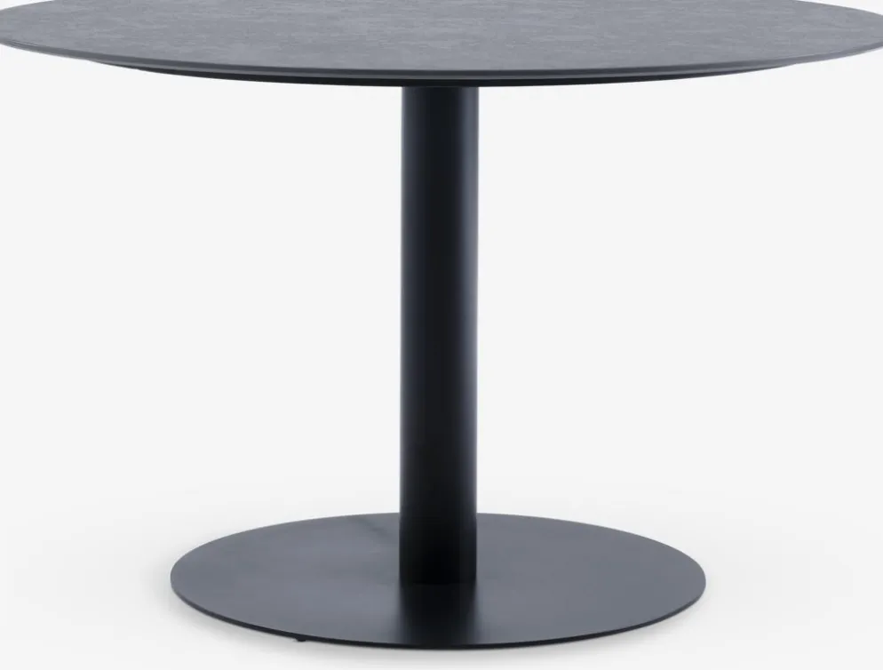 VAMDRUP + INGSTRUPMesa VAMDRUP Ø120 gris + 4 sillas INGSTRUP negro
